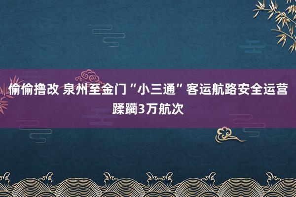 偷偷撸改 泉州至金门“小三通”客运航路安全运营蹂躏3万航次